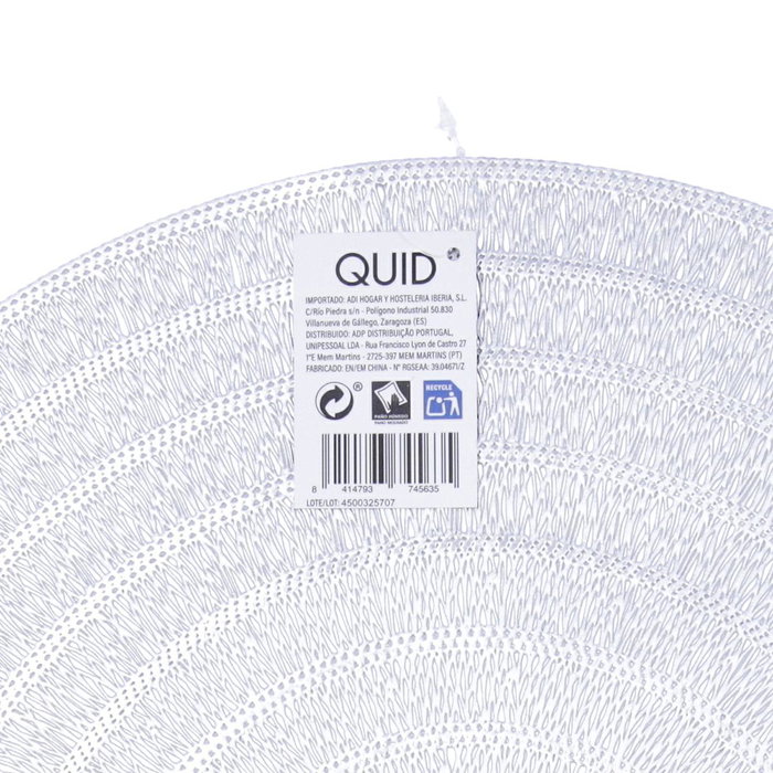 Quid Set de 12 Sets de Table Habitat Polypropylène Argenté Texturisé 38 cm
