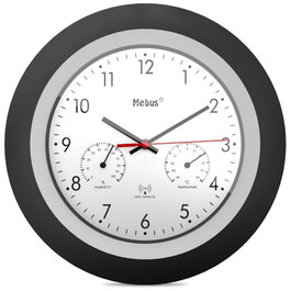 Mebus 19449 Horloge murale radio-contrôlée avec thermomètre et hygromètre
