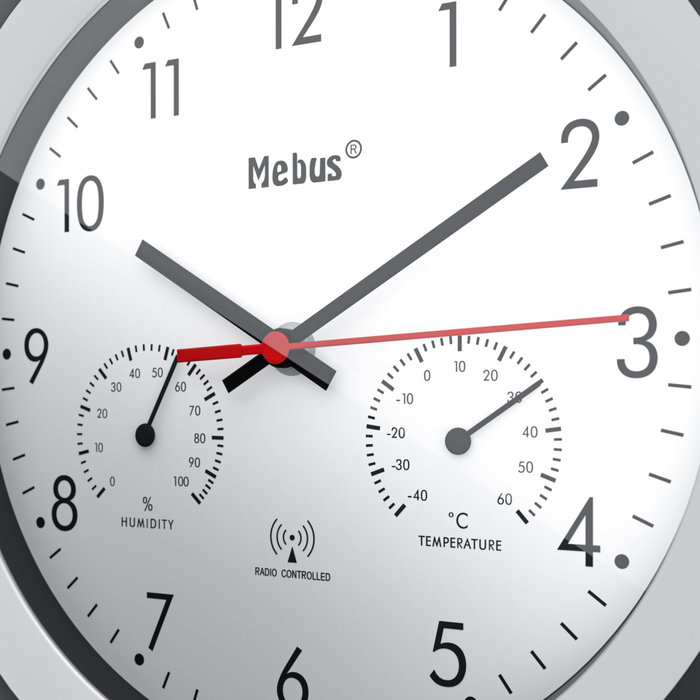 Mebus 19449 Horloge murale radio-contrôlée avec thermomètre et hygromètre