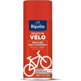 Ripolin - Solution Vélo - Peinture aérosol 0,4 L Rouge Turbo Mat - Multi-supports (métal, bois, pierre) - Sans coulure - Résiste aux UV et intempéries - Intérieur et extérieur