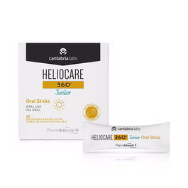 Heliocare 360° Junior - Photoprotection Orale Solaire en Sticks pour Enfants - 20 Stick Packs à la Saveur d'Orange avec Fernblock+