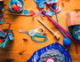 Fiskars Ciseaux pour enfants 6+ bouts ronds 13cm - Bleu et Blanc - Petit Chien