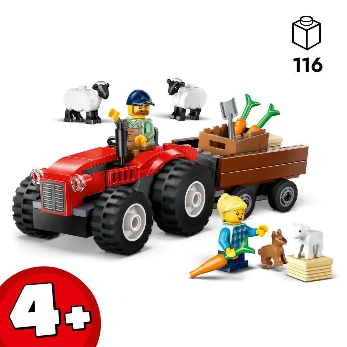 Lego City - Tracteur agricole rouge avec remorque et animaux de la ferme - Set de construction 60461 - Jeu pour enfants dès 4 ans