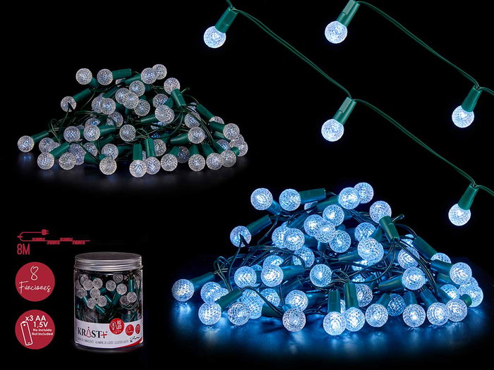 Krist+ Ruban LED 8 m 80 LED Blanc Froid Extérieur 8 Fonctions avec Minuteur 10x17x10 cm (Set de 12) Krist+ Ruban LED 8 m 80 LED Blanc Froid Extérieur 8 Fonctions avec Minuteur 10x17x10 cm (Set de 12)