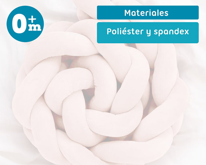 KioKids Trenze Décorative Rose pour Lit de Bébé - Protecteur de Barreaux en Tresse, Barrière de Cuna Ajustable