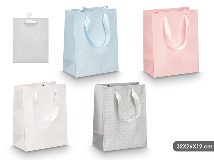 PINCELLO Sac à anses avec relief assorti 4 couleurs 32x26x12cm PINCELLO Sac à anses avec relief assorti 4 couleurs 32x26x12cm