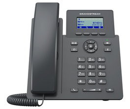Grandstream GRP2601P Téléphone IP 2 lignes avec PoE intégré, écran LCD 2.21", 10/100 Ethernet, RJ-9, conférence audio 5 voies, dimensions 208 x 180 x 63.4mm