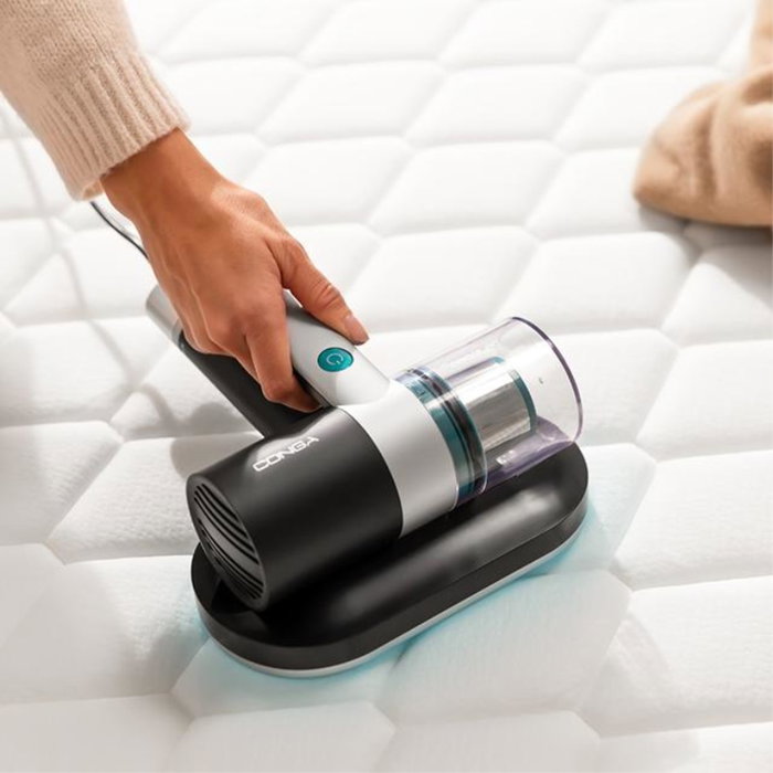 Cecotec Conga Rockstar 3000 Aspirateur à Matelas et Tissus d'ameublement 300W 10kPa avec lumière UV-C et brosse motorisée, noir/argent/turquoise
