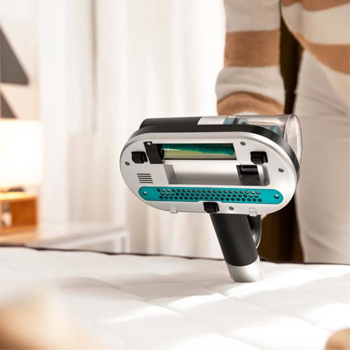 Cecotec Conga Rockstar 3000 Aspirateur à Matelas et Tissus d'ameublement 300W 10kPa avec lumière UV-C et brosse motorisée, noir/argent/turquoise
