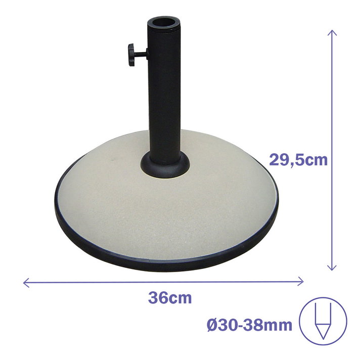 Marbueno Base pour Parapluie Ronde en Ciment Blanc 36x29,5 cm 11 kg Jardin Piscine Terrasse 10445