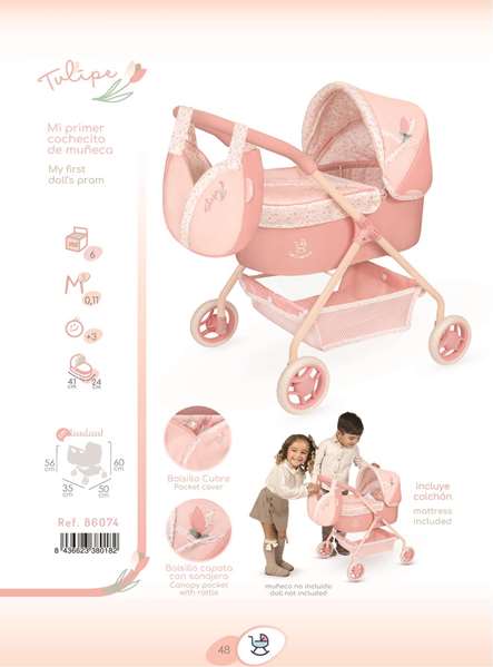 Decuevas Mi primer coche de muñeca Tulipe - Voiture pour poupées jusqu'à 42 cm - 35x50x56 cm - Métal, Plastique, Polyester