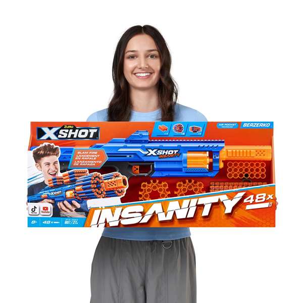Zuru X-Shot Insanity Berzerko - Blaster à fléchettes avec 48 projectiles et modules de stockage - Âge recommandé : 8 ans