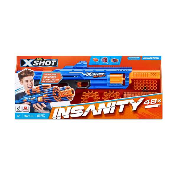 Zuru X-Shot Insanity Berzerko - Blaster à fléchettes avec 48 projectiles et modules de stockage - Âge recommandé : 8 ans