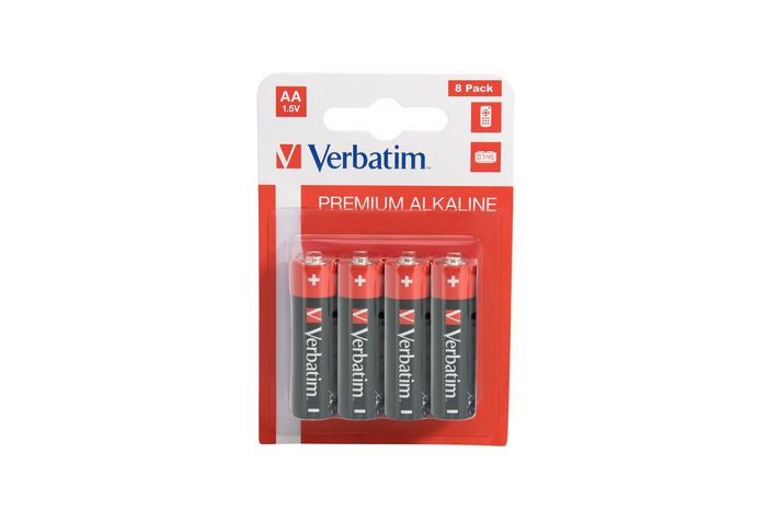 Verbatim AA-LR6 Mignon - Pile alcaline AA 1,5V 2900 mAh - Lot de 8 piles pour radio, MP3, appareil photo, télécommande