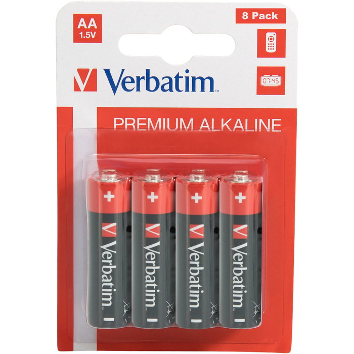 Verbatim Lot de 8 piles AA Alcalines 1,5V 2900 mAh Verbatim Lot de 8 piles AA Alcalines 1,5V 2900 mAh