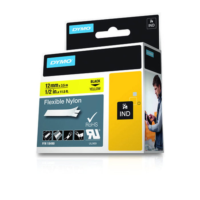 Ruban stratifié Dymo Nylon Flexible IND Multicouleur Noir/Jaune Ruban stratifié Dymo Nylon Flexible IND Multicouleur Noir/Jaune