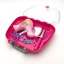 TACHAN - Set Salon de Coiffure Jouet en Mallette Transparente Transportable avec Sèche-cheveux, Peigne, Ciseaux et Accessoires - Fonctionne sur Piles - À partir de 3 ans