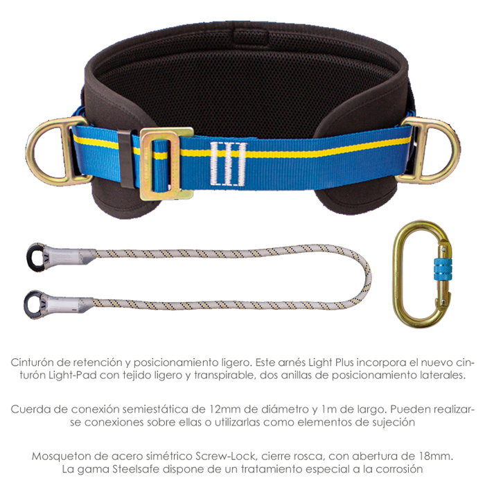 WOLFPACK LINEA PROFESIONAL Kit de sécurité avec ceinture, corde et mousqueton WOLFPACK LINEA PROFESIONAL Kit de sécurité avec ceinture, corde et mousqueton