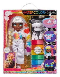 MGA Rainbow High WaterColor & Create - Poupée artistique yeux verts 22 cm avec pinceau et poudres de couleur - Langue espagnole