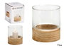 Giftdecor Porte-bougie en verre avec base en bois rouge petit 10 x 11 x 10 cm transparent (Set de 18)