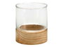 Giftdecor Porte-bougie en verre avec base en bois rouge petit 10 x 11 x 10 cm transparent (Set de 18)