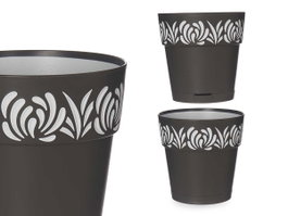 Stefanplast Pot en plastique 15 cm Gaia anthracite avec réservoir d'eau (Set de 12)