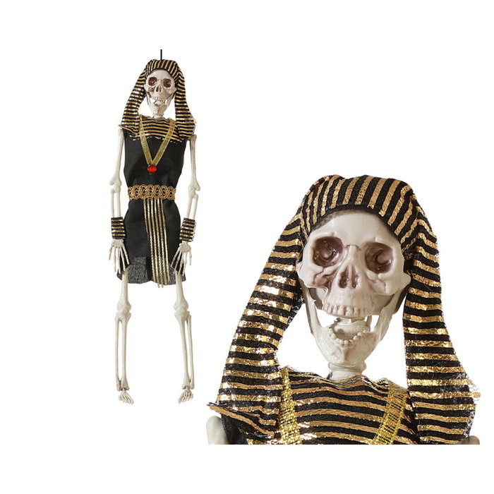 BigBuy Home Squelette Pharaon Égyptien 40 cm Noir et Doré