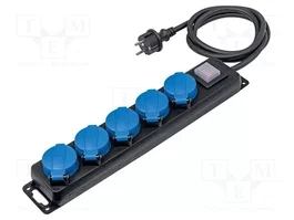 AS SCHWABE Rallonge réseau H07RN-F 3G2,5mm² 1,5m noire avec clapet