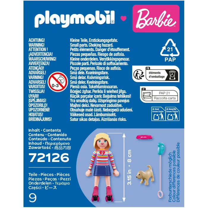 PLAYMOBIL Barbie Malibu 72126 avec chiot Taffy et patins