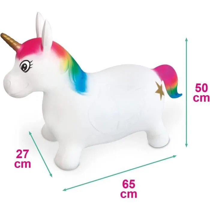 Mondo Ballon Sauteur Gonflable Licorne 65 cm pour Enfant des 18 Mois - Stabilité et Sécurité Intérieur/Extérieur - PVC