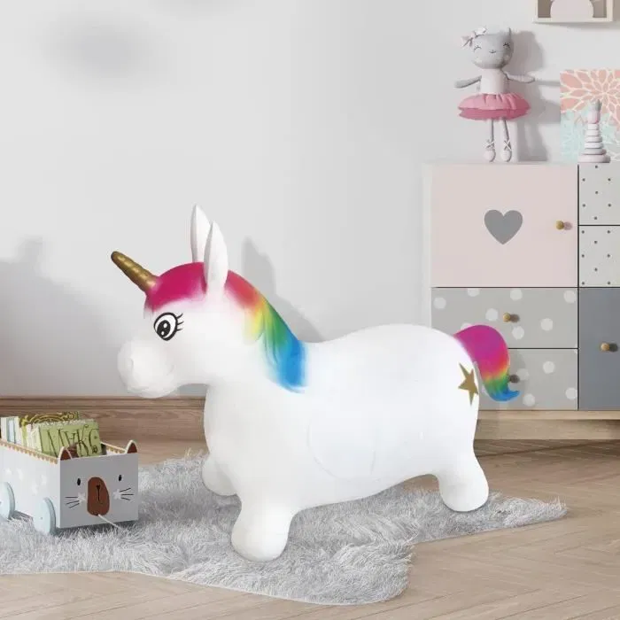 Mondo Ballon Sauteur Gonflable Licorne 65 cm pour Enfant des 18 Mois - Stabilité et Sécurité Intérieur/Extérieur - PVC