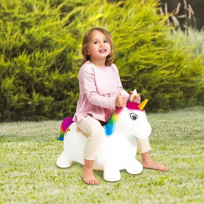 Mondo Ballon Sauteur Gonflable Licorne 65 cm pour Enfant des 18 Mois - Stabilité et Sécurité Intérieur/Extérieur - PVC