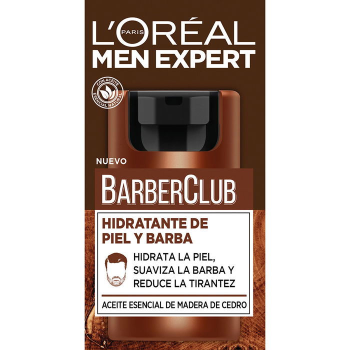 L'Oréal Paris MEN EXPERT BARBER CLUB Crème Hydratante Peau et Barbe 50 ml à l'Huile Essentielle de Cèdre