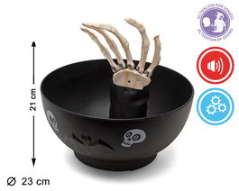 Bol d'Halloween avec Main de Squelette et Son 23 cm - Cuenco De Halloween avec Décor Effrayant pour Fêtes et Apéritifs
