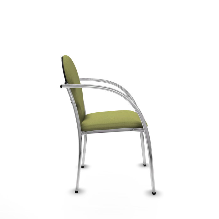 Silla Hellín tapizada con Tela color Verde oliva. Brazos fijos Silla Hellín tapizada con Tela color Verde oliva. Brazos fijos