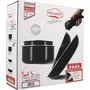 Menastyl Batterie de Cuisine Induction 5 Pièces Réf. 6020437 - Casseroles et Poêles Aluminium Antidérapant Noir - Compatible Tous Feux - Poignée Amovible