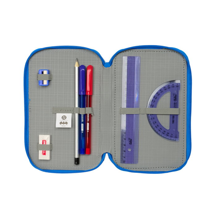 Pochette à crayons triple Batman Bleu 12,5 x 19,5 x 5,5 cm 37 Pièces