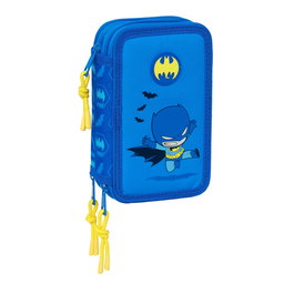 Pochette à crayons triple Batman Bleu 12,5 x 19,5 x 5,5 cm 37 Pièces