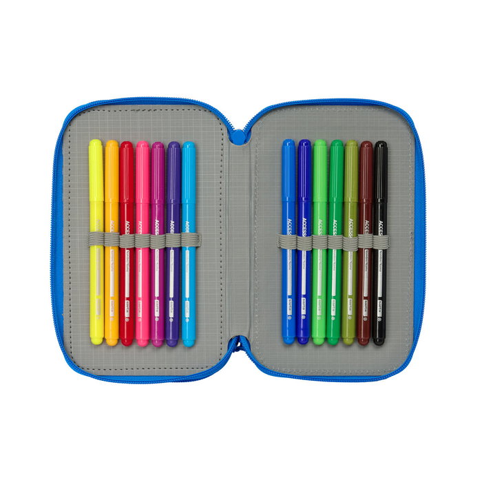 Pochette à crayons triple Batman Bleu 12,5 x 19,5 x 5,5 cm 37 Pièces