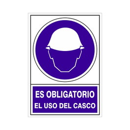 DUVER Signal de sécurité autocollante ES OBLIGATORIO EL USO DEL CASCO 105x74 mm