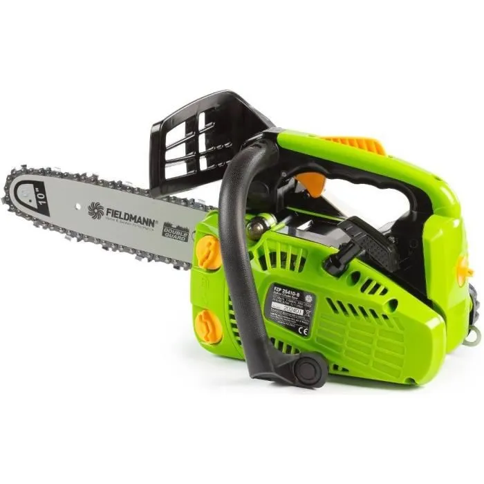 Fieldmann Mini Tronçonneuse à Essence FZP 25410-B, Moteur 2T 25.4 cm³ 0.7 kW, Guide-Chaîne 250 mm pour Branches et Bûches, Légère et Maniable