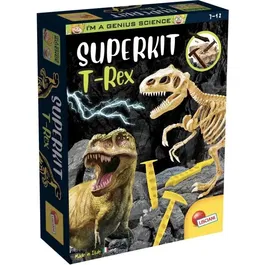 Lisciani Giochi I'M A GENIUS Super Kit T-Rex - Kit scientifique de fouille avec squelette de dinosaure à assembler pour enfants de 7 à 12 ans