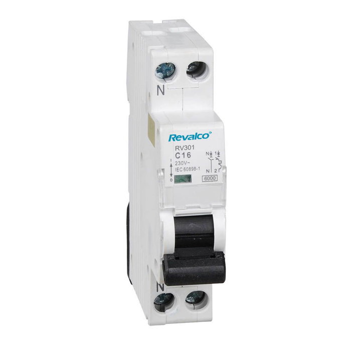 Revalco Disjoncteur magnétothermique 1 pôle + neutre 25A (étroit) baquelite blanc 230V Revalco Disjoncteur magnétothermique 1 pôle + neutre 25A (étroit) baquelite blanc 230V