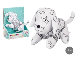 PINCELLO Peluche à colorier chien, Blanc-Noir, Lot de 8