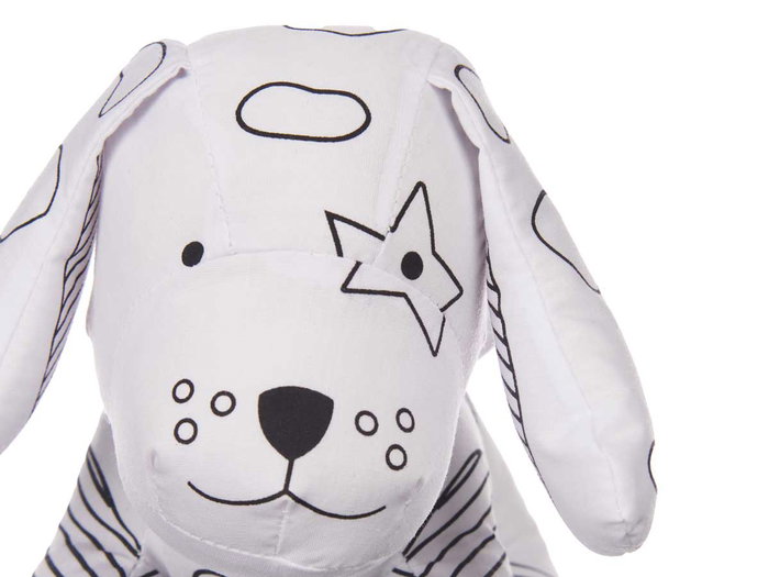 Pincello Peluche à colorier chien 13x14x20 cm blanc noir (Set de 8)