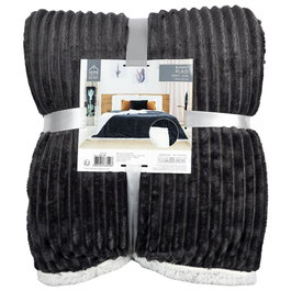 Home Deco Factory Couverture en Flanelle Grise 180x220 cm