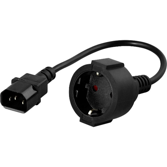 PowerWalker Adaptateur de sécurité IEC C14 vers CEE 7/3 (Type F) 20 cm black PowerWalker Adaptateur de sécurité IEC C14 vers CEE 7/3 (Type F) 20 cm black