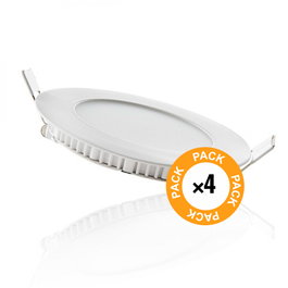 Pack de 4 panneaux LED circulaires 6 W 400 lm Blanc Froid 6000 K