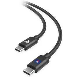 HORI Câble de charge et données USB-C vers USB-C 3 m pour manette DualSense/Edge PS5 - Noir - Charge rapide 60W PD - Tressé - Métal - Officiel Sony