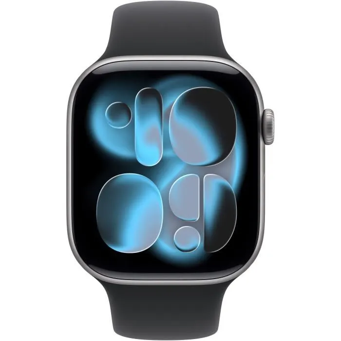 Apple Watch Series 11 GPS + Cellular 46mm Boîtier Aluminium Space Grey - Bracelet Sport Noir - Taille M/L